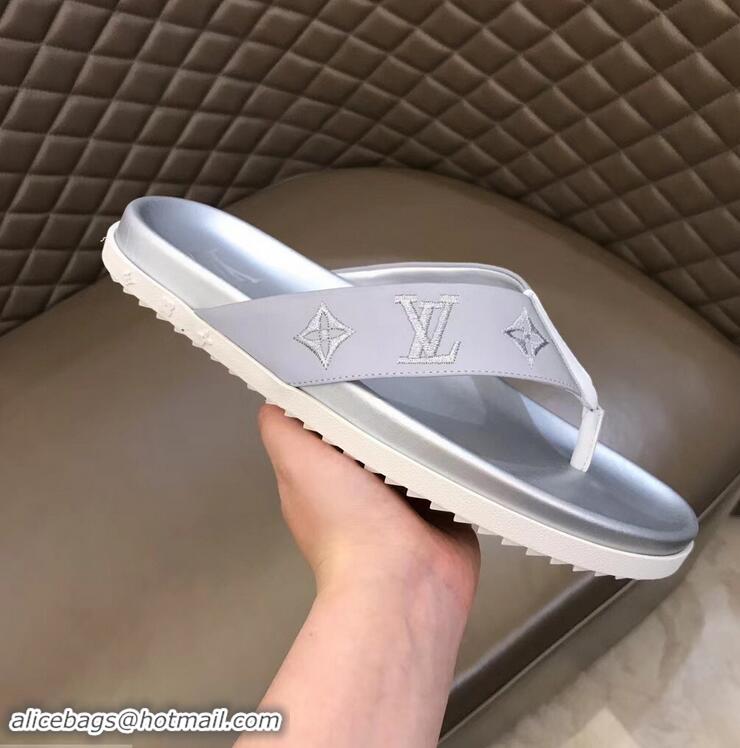 Hot Style Louis Vuitton Monogram Rubber Thong Sandals LV96743 Silver 2019