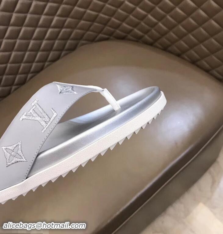 Hot Style Louis Vuitton Monogram Rubber Thong Sandals LV96743 Silver 2019