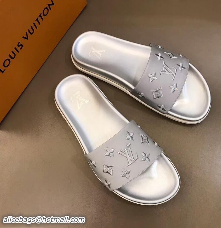 Imitation Louis Vuitton Monogram Rubber Mules LV96744 Silver 2019