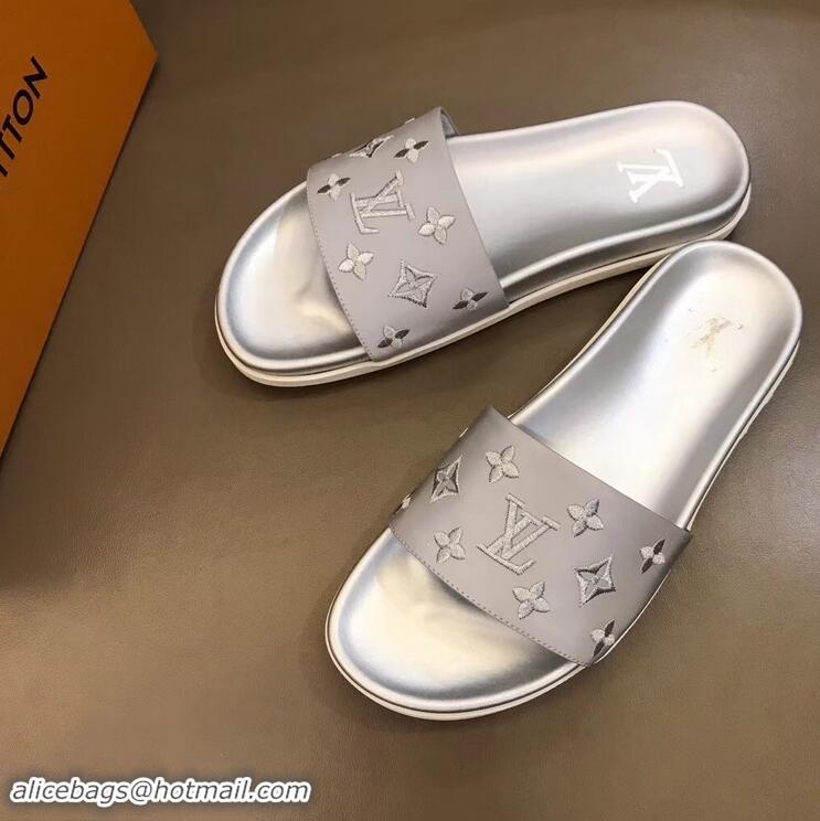 Imitation Louis Vuitton Monogram Rubber Mules LV96744 Silver 2019