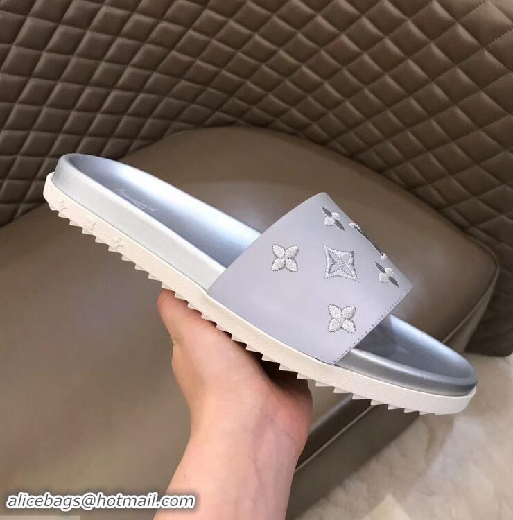 Imitation Louis Vuitton Monogram Rubber Mules LV96744 Silver 2019