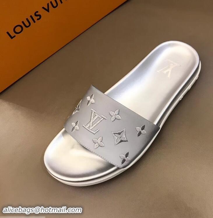 Imitation Louis Vuitton Monogram Rubber Mules LV96744 Silver 2019