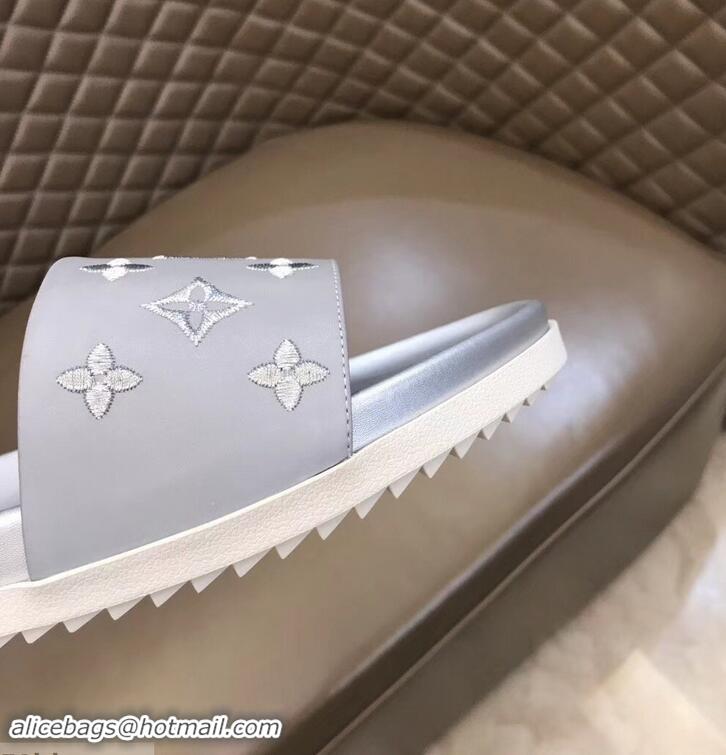 Imitation Louis Vuitton Monogram Rubber Mules LV96744 Silver 2019