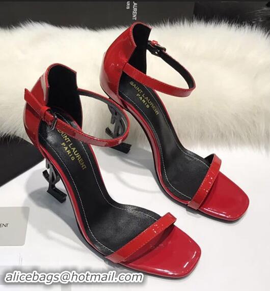 Specials Saint Laurent Opyum 110 Sandals In Patent Leather With Interlocking YSL Heel Y80310 Red