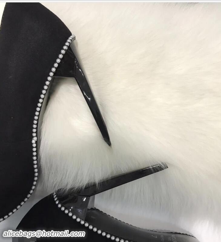 Chic Imitation Saint Laurent Freja 105 Pump In Black Satin And White Crystals Y80315