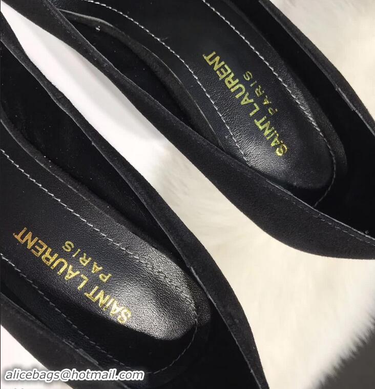 Chic Imitation Saint Laurent Freja 105 Pump In Black Satin And White Crystals Y80315