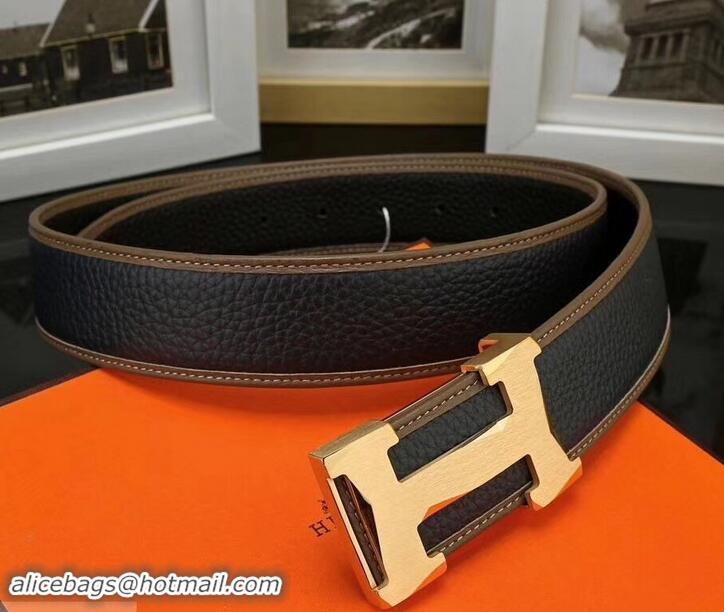 Best Price Hermes Width 3.8cm Calfskin Leather Belts 619011 Black/Gold