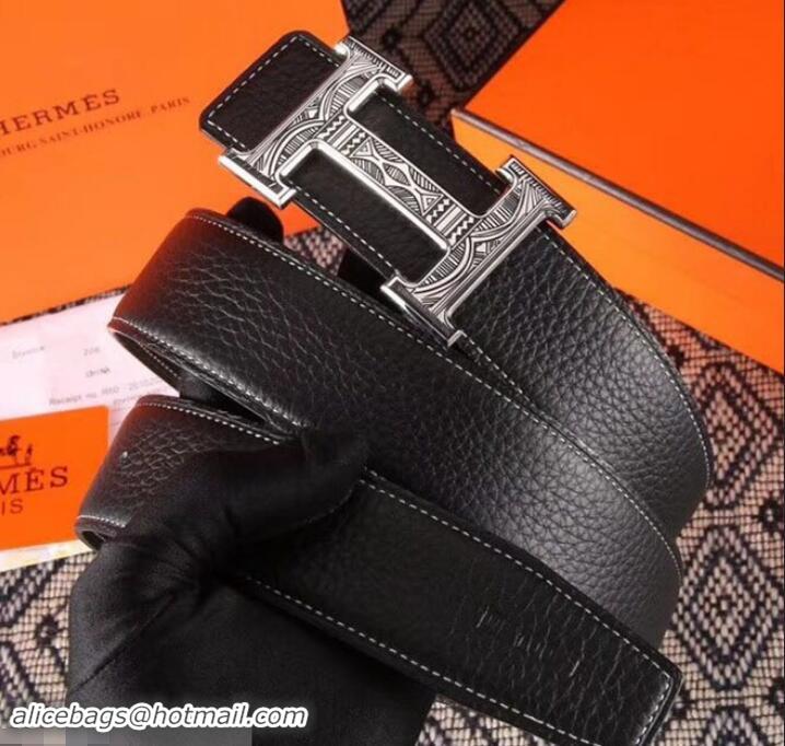 Sumptuous Hermes Grained Calfskin Leather Belt 619012