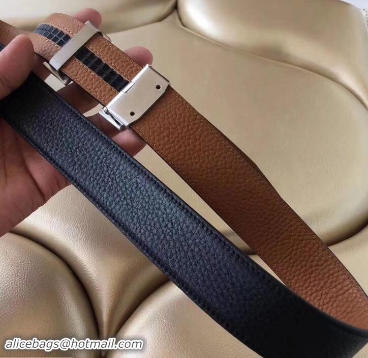 Crafted hermes 3.5cm black grained leather belt with black buckle 619014