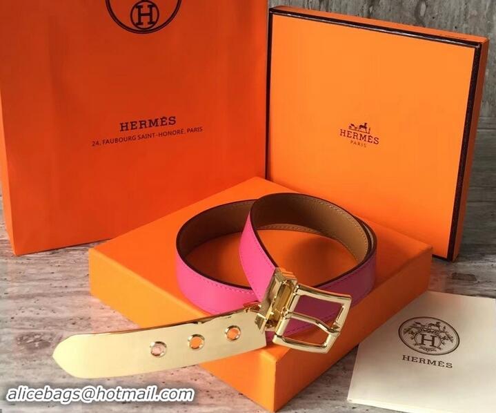 Trendy Design Hermes Square Buckle Leather Belt 619016 Fuchsia/Gold