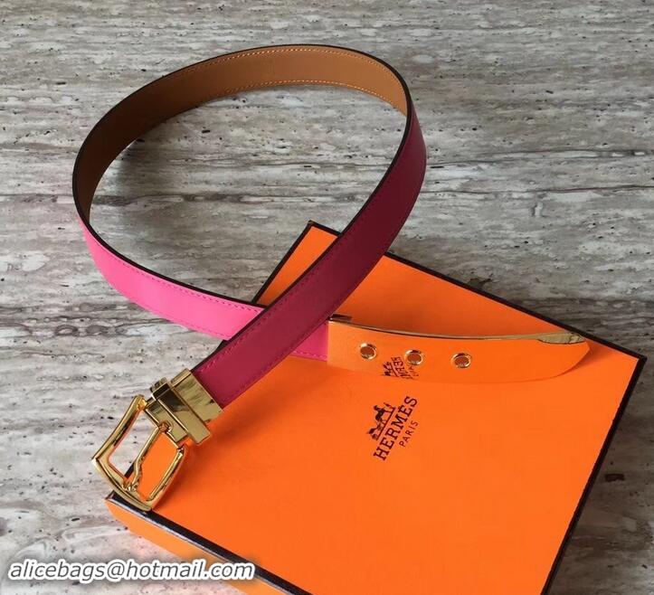 Trendy Design Hermes Square Buckle Leather Belt 619016 Fuchsia/Gold