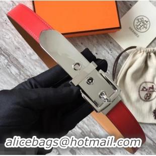 Popular Style Hermes Square Buckle Leather Belt 619016 Red/Silver