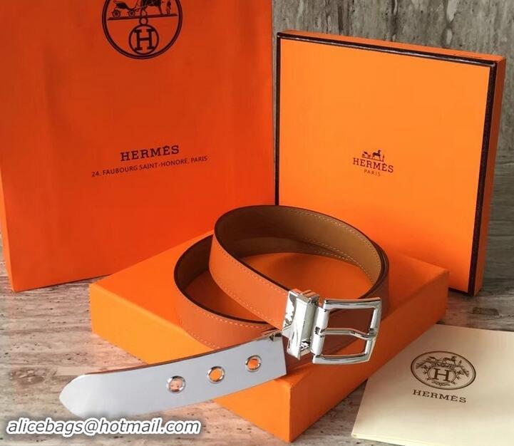 Comfortable Hermes Square Buckle Leather Belt 619016 Orange/Silver