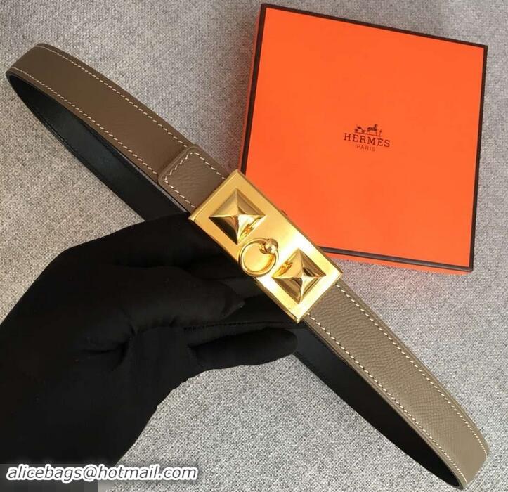 Perfect Hermes Width 2.5cm Collier De Chien Buckle Belt Etoupe/Gold 619017