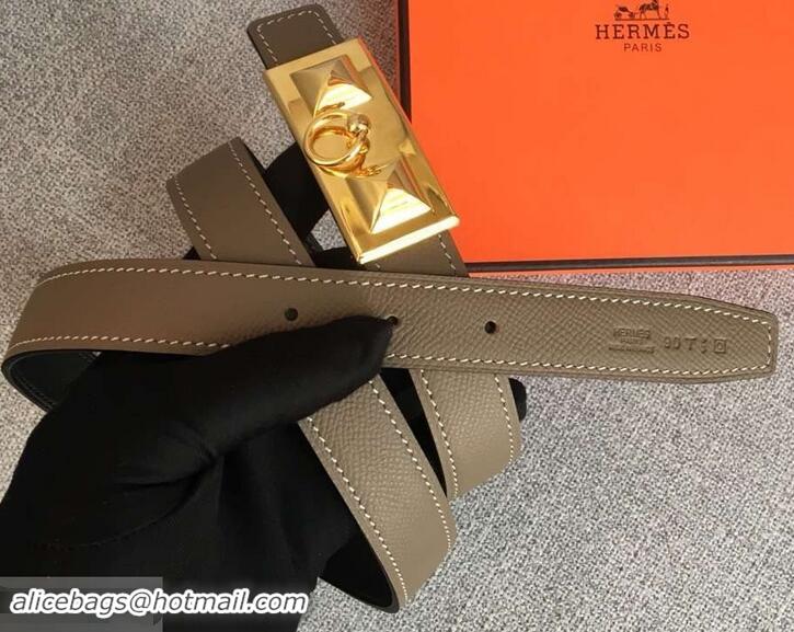 Perfect Hermes Width 2.5cm Collier De Chien Buckle Belt Etoupe/Gold 619017