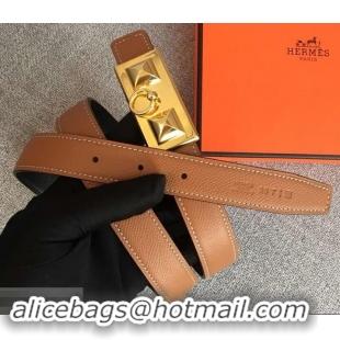 Perfect Hermes Width 2.5cm Collier De Chien Buckle Belt Brown/Gold 619018