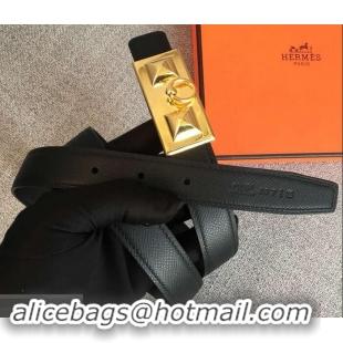 Expensive Hermes Width 2.5cm Collier De Chien Buckle Belt 619018 Black/Gold