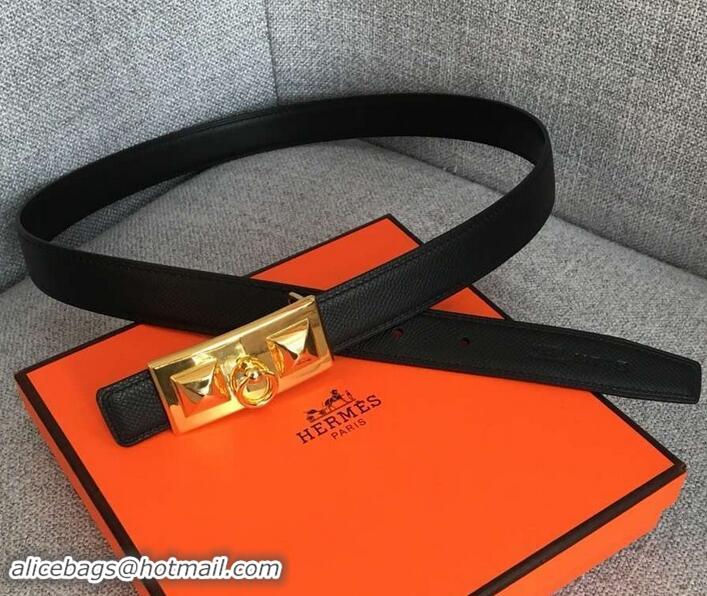 Expensive Hermes Width 2.5cm Collier De Chien Buckle Belt 619018 Black/Gold