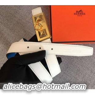 Durable Hermes Width 2.5cm Collier De Chien Buckle Belt 619018 White/Gold