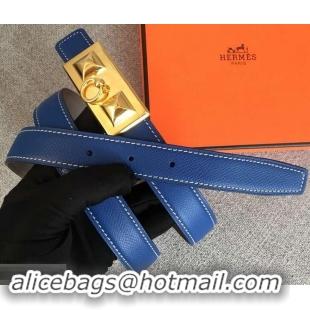 Best Quality Hermes Width 2.5cm Collier De Chien Buckle Belt 619018 Blue/Gold