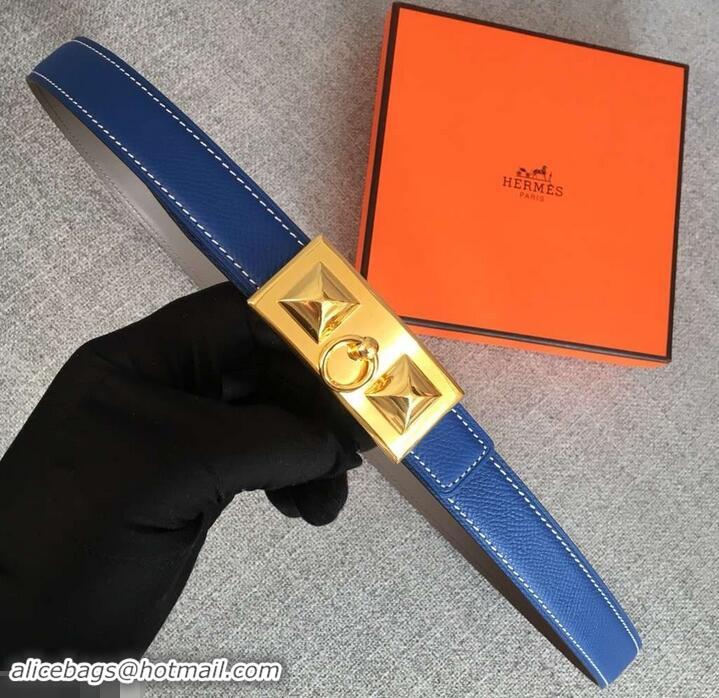 Best Quality Hermes Width 2.5cm Collier De Chien Buckle Belt 619018 Blue/Gold