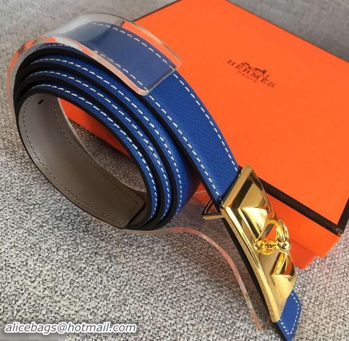 Best Quality Hermes Width 2.5cm Collier De Chien Buckle Belt 619018 Blue/Gold