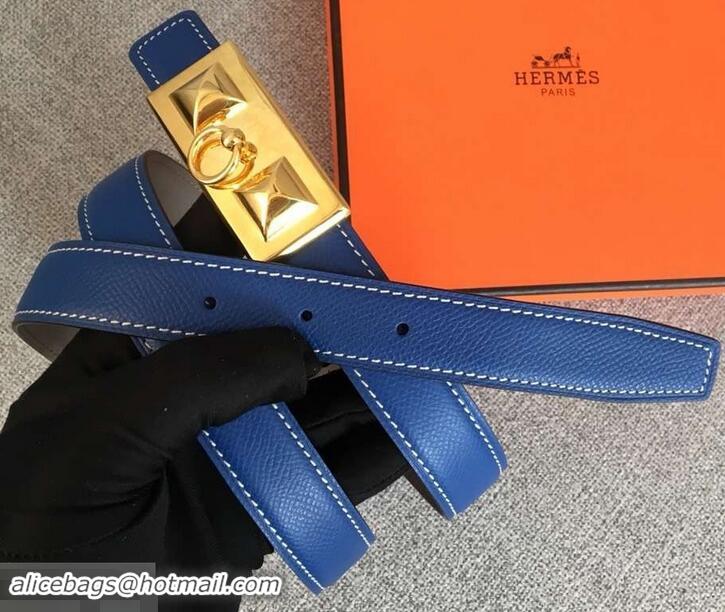 Best Quality Hermes Width 2.5cm Collier De Chien Buckle Belt 619018 Blue/Gold