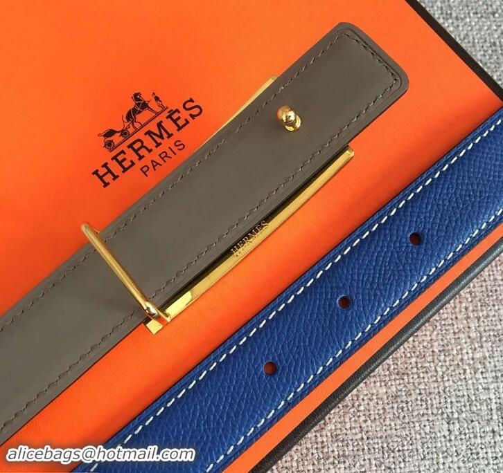 Best Quality Hermes Width 2.5cm Collier De Chien Buckle Belt 619018 Blue/Gold