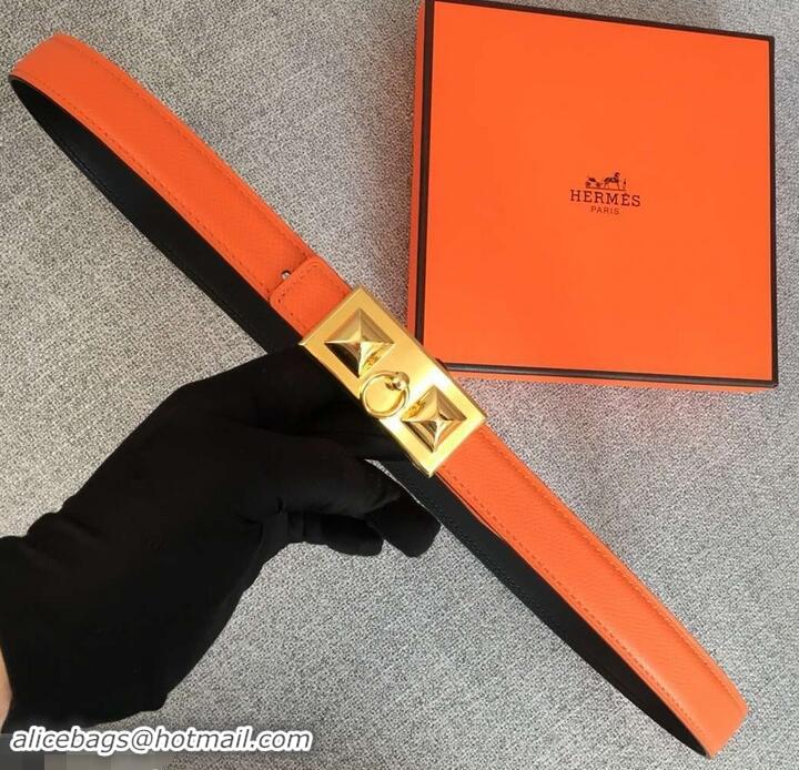 Best Product Hermes Width 2.5cm Collier De Chien Buckle Belt 619018 Orange/Gold