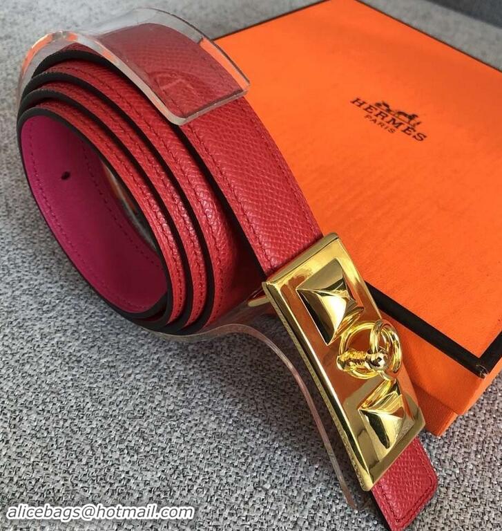 Promotion Hermes Width 2.5cm Collier De Chien Buckle Belt 619018 Red/Gold