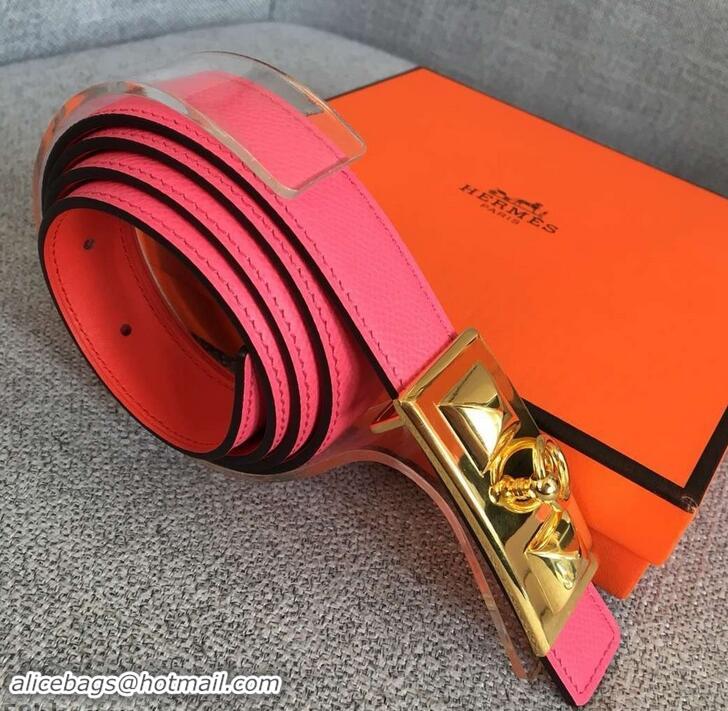 Best Luxury Hermes Width 2.5cm Collier De Chien Buckle Belt 619018 Pink/Gold