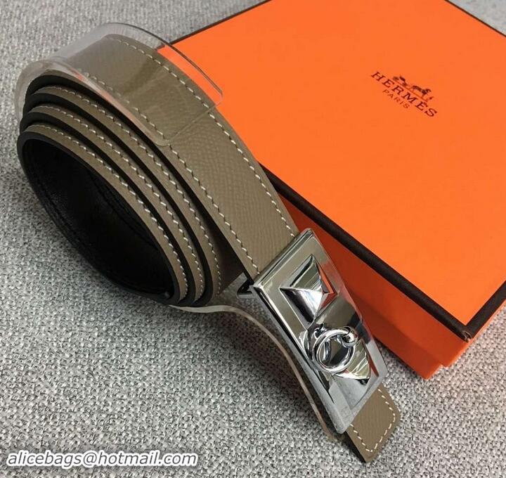 New Fashion Luxury Hermes Width 2.5cm Collier De Chien Buckle Belt 619018 Etoupe/Silver