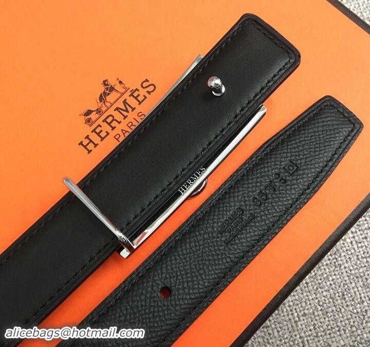 Luxurious Hermes Width 2.5cm Collier De Chien Buckle Belt 619018 Black/Silver