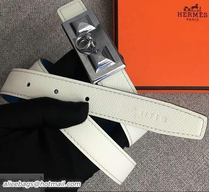 Classic Practical Hermes Width 2.5cm Collier De Chien Buckle Belt 619018 White/Silver