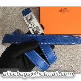 Custom Hermes Width 2.5cm Collier De Chien Buckle Belt 619018 Blue/Silver