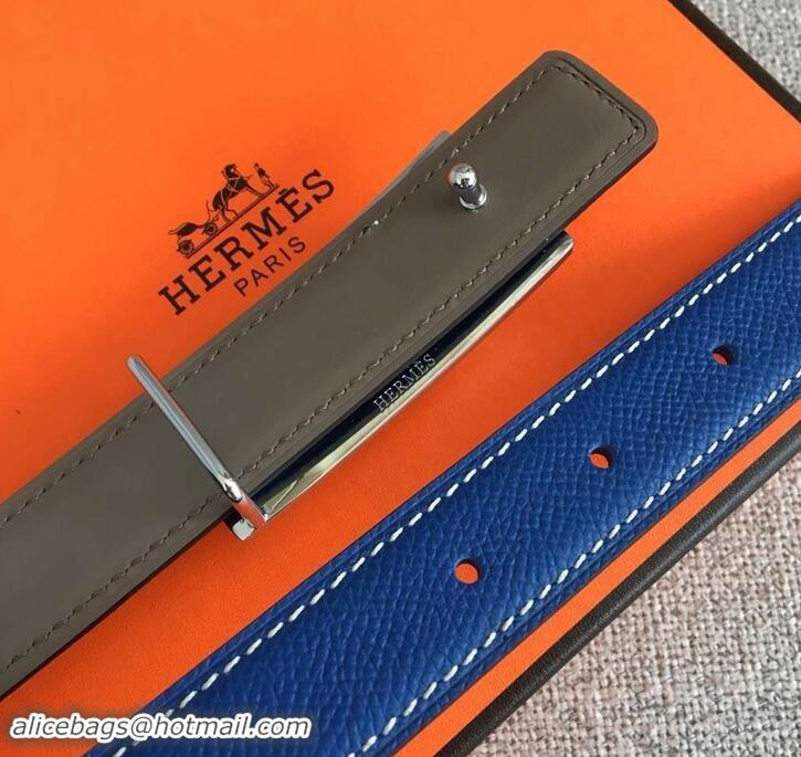 Custom Hermes Width 2.5cm Collier De Chien Buckle Belt 619018 Blue/Silver