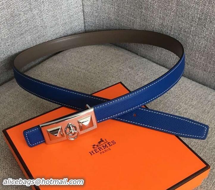 Custom Hermes Width 2.5cm Collier De Chien Buckle Belt 619018 Blue/Silver