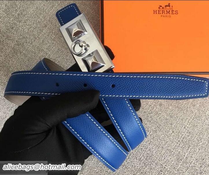 Custom Hermes Width 2.5cm Collier De Chien Buckle Belt 619018 Blue/Silver