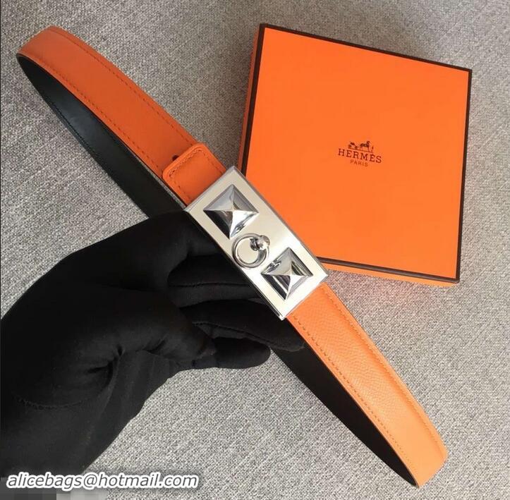 Famous Hermes Width 2.5cm Collier De Chien Buckle Belt 619018 Orange/Silver