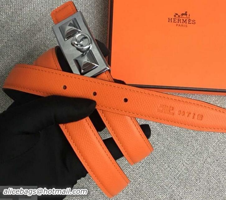 Famous Hermes Width 2.5cm Collier De Chien Buckle Belt 619018 Orange/Silver