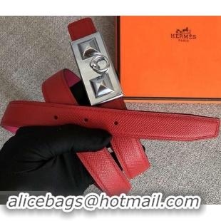 Affordable Price Hermes Width 2.5cm Collier De Chien Buckle Belt 619018 Red/Silver