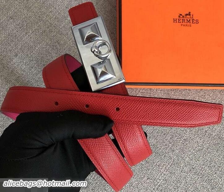 Affordable Price Hermes Width 2.5cm Collier De Chien Buckle Belt 619018 Red/Silver