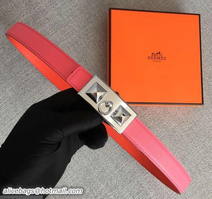 Super Quality Hermes Width 2.5cm Collier De Chien Buckle Belt 619018 Pink/Silver