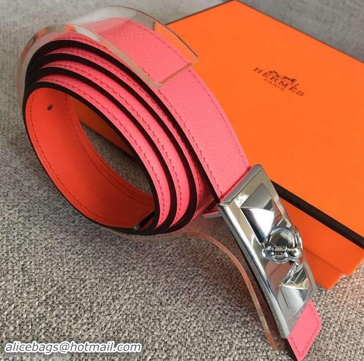 Super Quality Hermes Width 2.5cm Collier De Chien Buckle Belt 619018 Pink/Silver