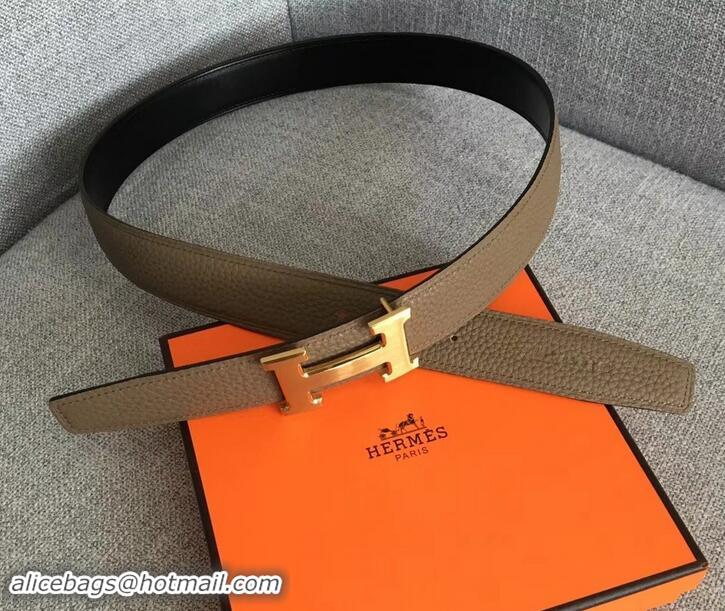 Good Quality Hermes Width 3.2cm Reversible Leather Constance H Buckle Belt 619020 Etoupe/Gold