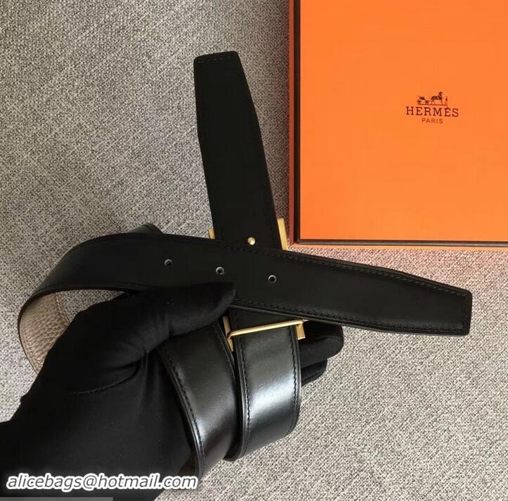 Good Quality Hermes Width 3.2cm Reversible Leather Constance H Buckle Belt 619020 Etoupe/Gold