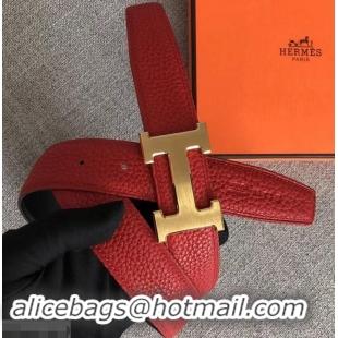 Purchase Hermes Width 3.2cm Reversible Leather Constance H Buckle Belt 619021 Red/Gold