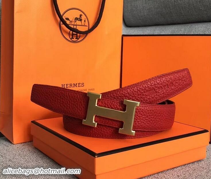 Purchase Hermes Width 3.2cm Reversible Leather Constance H Buckle Belt 619021 Red/Gold