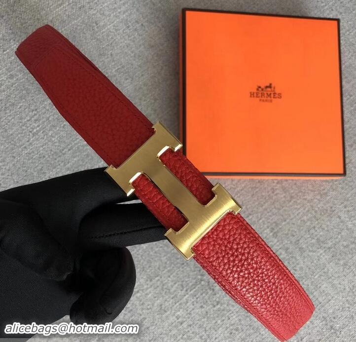 Purchase Hermes Width 3.2cm Reversible Leather Constance H Buckle Belt 619021 Red/Gold