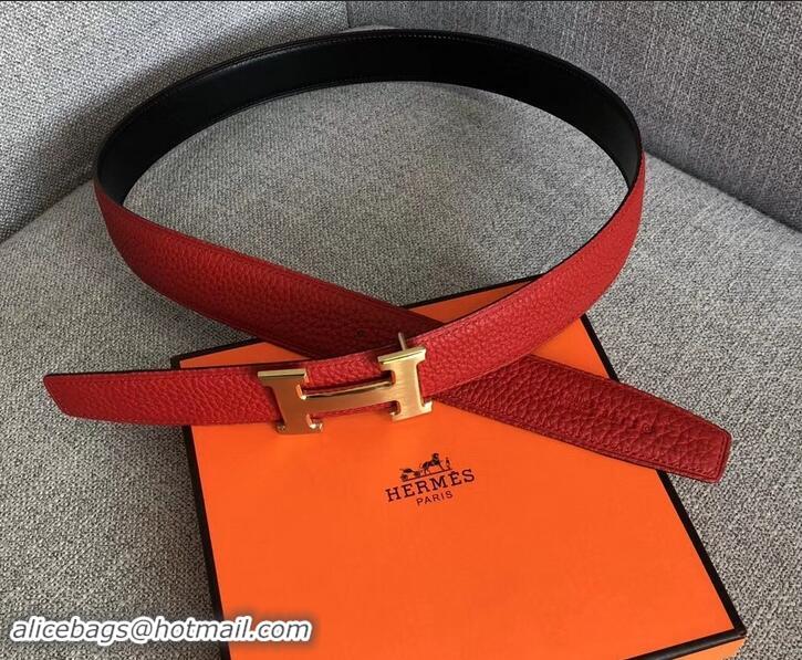 Purchase Hermes Width 3.2cm Reversible Leather Constance H Buckle Belt 619021 Red/Gold